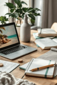 laptop. desk, side hustle, make money online