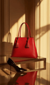 classic red handbag