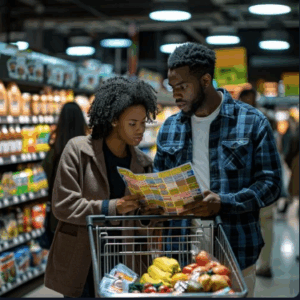 grocery store shopping, supermarket, shopping cart