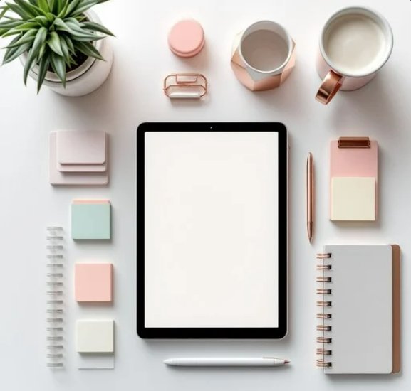 tablet with sticky notes, organised making money