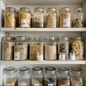 pantry, storage, containers, glass pantry